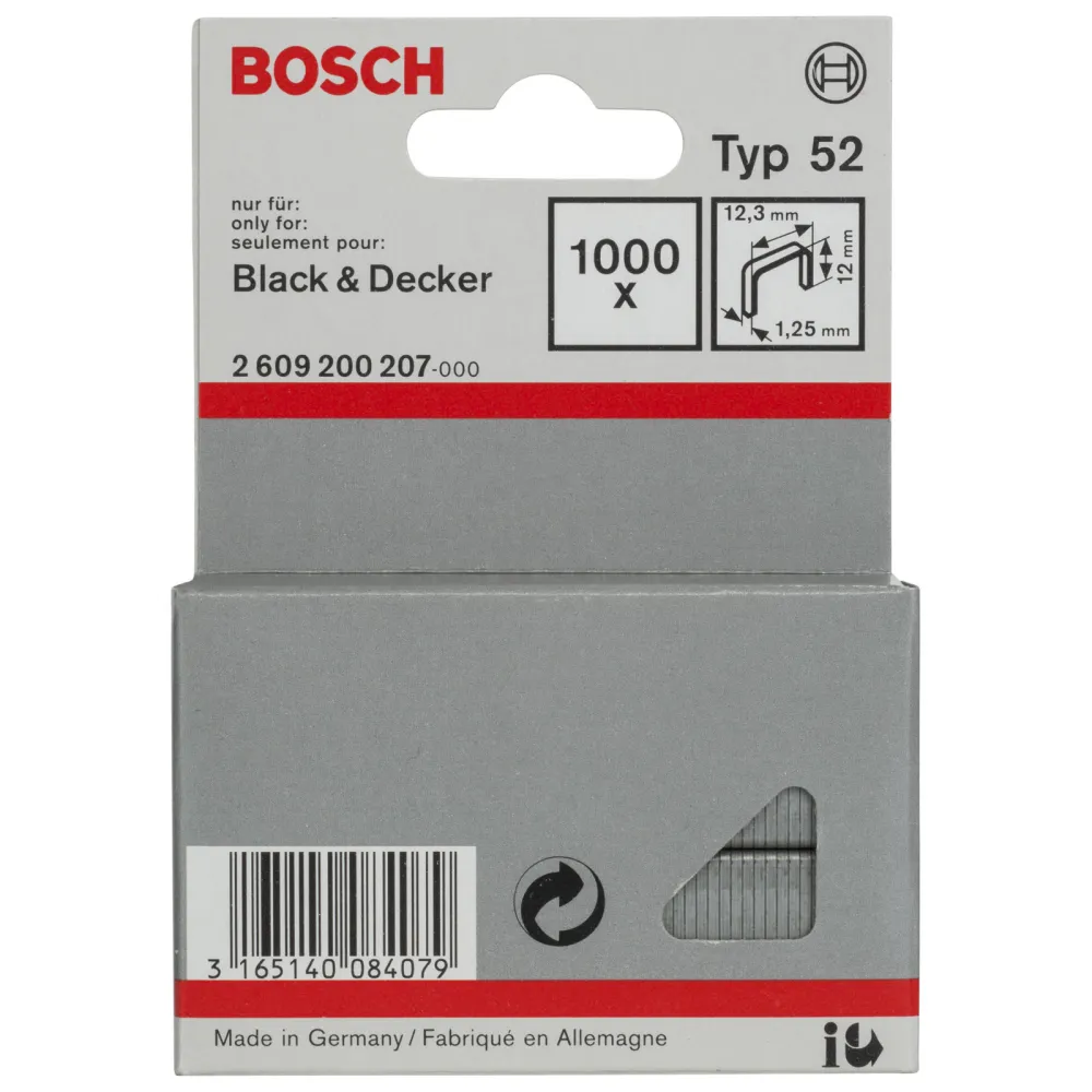 Bosch Flachdrahtklammer Typ 52, 12,3 x 1,25 x 12 mm -2609200207