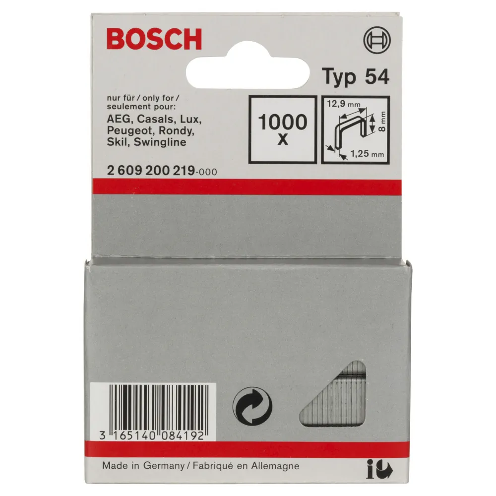 Bosch Flachdrahtklammer Typ 54, 12,9 x 1,25 x 8 mm -2609200219
