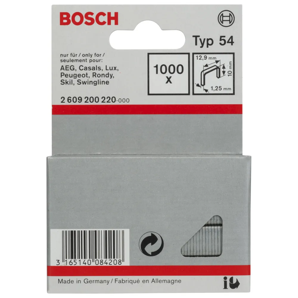 Bosch Flachdrahtklammer Typ 54, 12,9 x 1,25 x 10 mm -2609200220