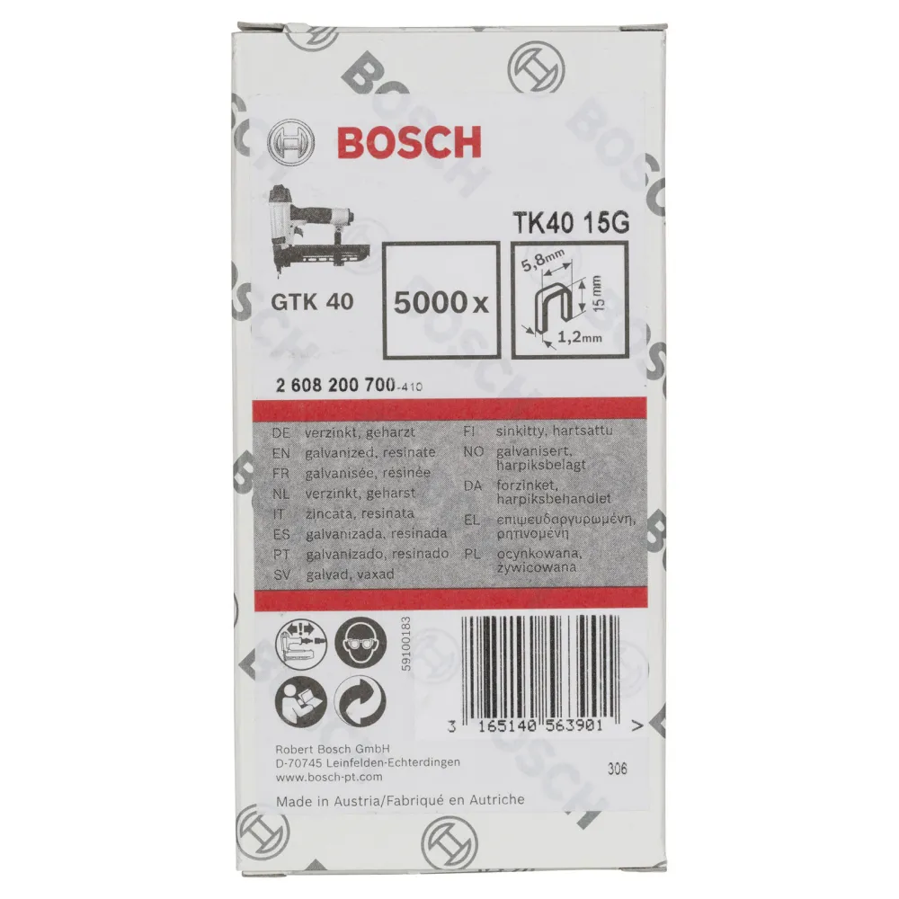 Bosch Klammer TK40 15G, 1,2 mm, 15 mm, verzinkt -2608200700