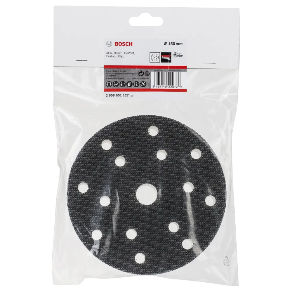 Bosch Adapter gelocht für Exzenterschleifer, Klett, 150 mm - 2608601127