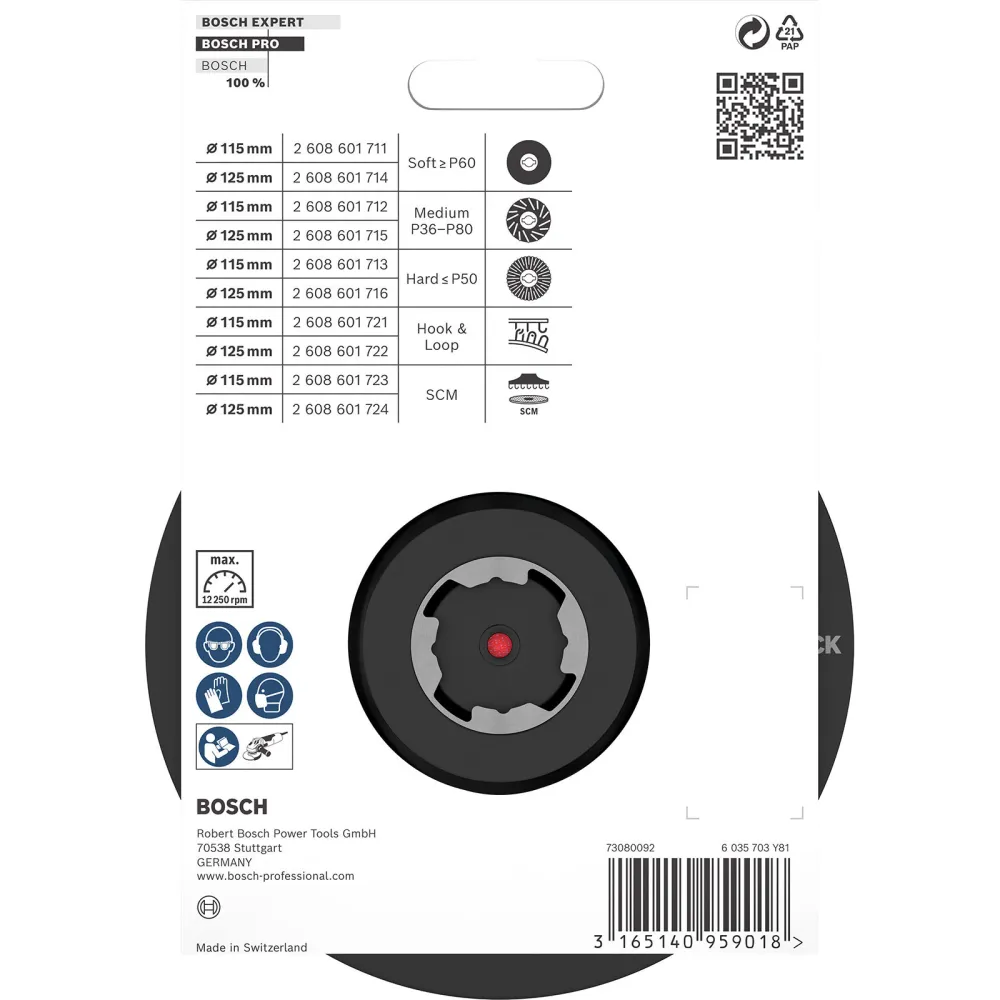 Bosch PRO Backing Pad X-Lock 125 mm Klettverschluss - 2608601722