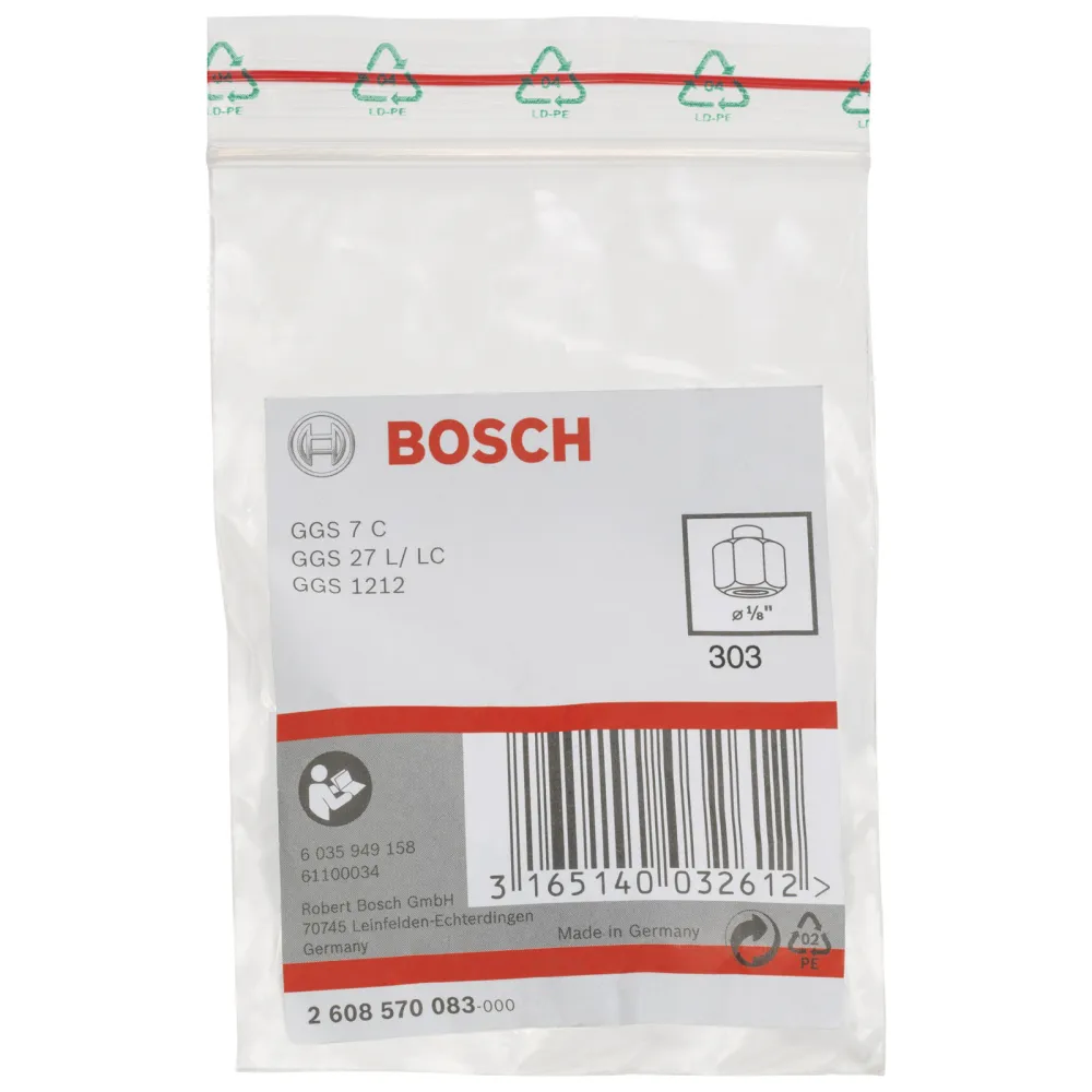 Bosch Spannzange mit Spannmutter, 1/8, für Bosch-Geradschleifer - 2608570083