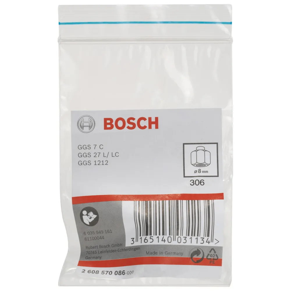 Bosch Spannzange mit Spannmutter, 8 mm, für Bosch-Geradschleifer - 2608570086