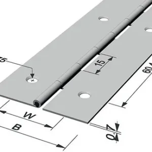 PG 10x Stangenscharnier B.offen 32mm S.0,7mm 400mm Fe verms - 43732