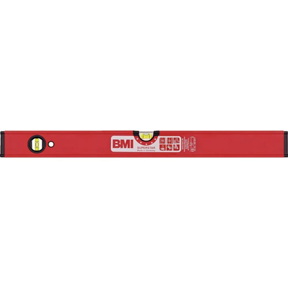 BMI Wasserwaage SUPERSTAR 120cm Alu.rot ± 0,5 mm/m m.Magnet - 696120 PM