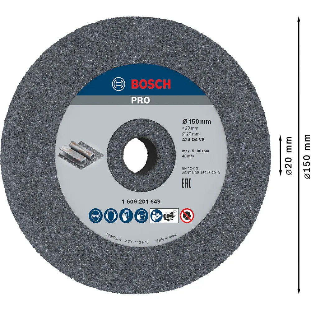 Bosch PRO Steel Schleifscheibe 150 x 20 x 20 mm G24 - 1609201649