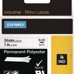 DYMO Schriftband Band-B.24mm Band-L.5,5m permanentes Polyester-Band schwarz auf weiß - 1734523