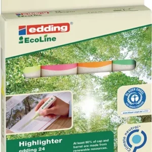 EDDING Textmarker 24 EcoLine gelb/orange/rosa/hellgrün Strich-B.2-5 mm Keilspitze - 4-24-4