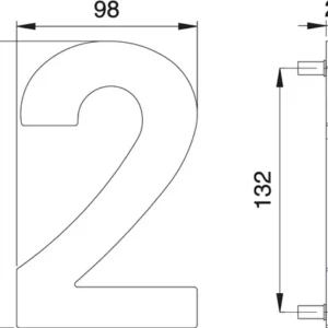 edi Hausnummer Ziffer 2 VA ma 150mm B.98mm - 2502/0000/00
