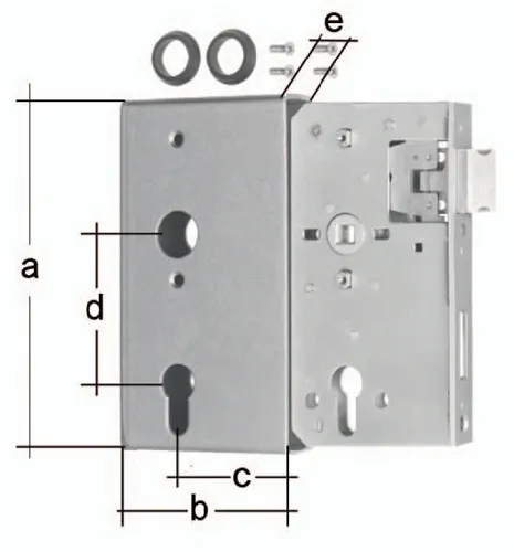 GAH Alberts Schlosskasten DIN L/R Maß A172xB94xC60mm Maß E 30mm Dornm.60mm - 417031