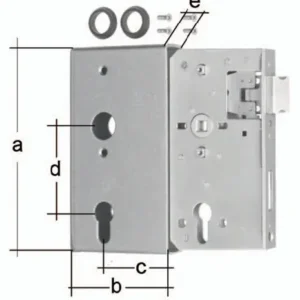 GAH Alberts Schlosskasten DIN L/R Maß A172xB94xC60mm Maß E 40mm Dornm.60mm - 417055