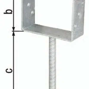 GAH Alberts U-Pfostenträger ETA-10/0210 101x100x200x60mm TZN m.Betonanker .Riffelstahl - 214289