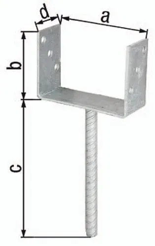 GAH Alberts U-Pfostenträger ETA-10/0210 141x100x200x60mm TZN m.Betonanker .Riffelstahl - 214302