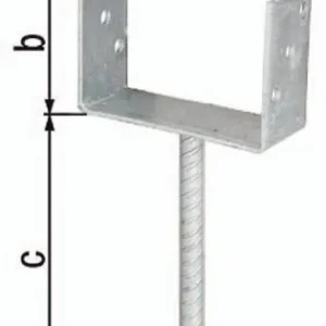 GAH Alberts U-Pfostenträger ETA-10/0210 71x100x200x60mm TZN m.Betonanker .Riffelstahl - 214234