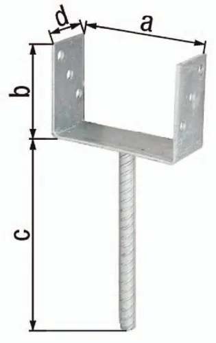 GAH Alberts U-Pfostenträger ETA-10/0210 71x100x200x60mm TZN m.Betonanker .Riffelstahl - 214234