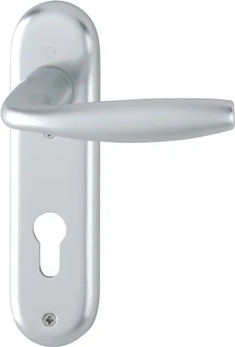 HOPPE Kurzschildgarnitur NY 1810/273KP Alu.F1 PZ rd Drückergrt - 3273098