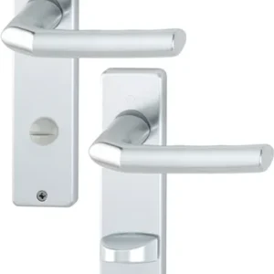 HOPPE Kurzschildgarnitur Birm.1117/202KP Alu.F1 SK/OL eck.Drückergrt - 2566358