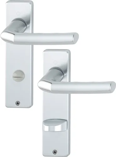 HOPPE Kurzschildgarnitur Birm.1117/202KP Alu.F1 SK/OL eck.Drückergrt - 2566358