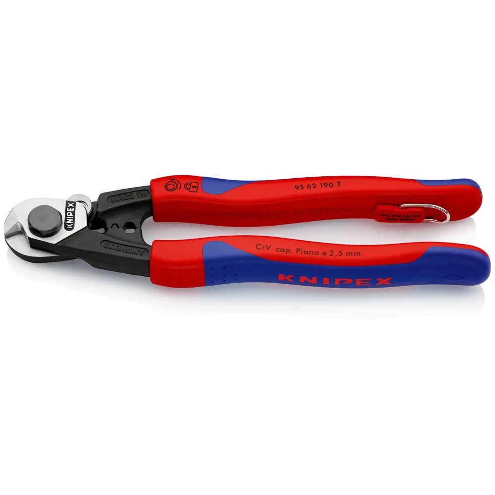 Knipex Drahtseilschere m Befestigungsöse mit Mehrkomponenten-Hüllen, mit integrierter Befestigungsöse zum Anbringen einer...