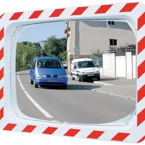 SPL Verkehrsspiegel H600xB800mm Kunststoff,rot/weiß f.2 Richtungen 20m - 556