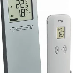 TFA Funkthermometer LOGOneo .b.+50GradC/auß.-40GradC b.+60GradC H155xB64xT46mm Ku. - 30.3071.54
