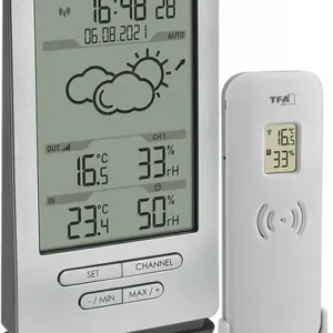 TFA Funkwetterstation XENA H145xB82xT47mm silber Ku.f.innen/außen - 35.1162.54