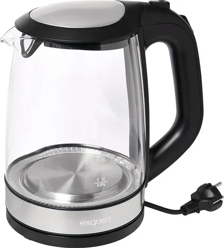 Wasserkocher WK 3501 swg 2200 W schwarz ,2l 1,1kg Glas,VA LED blau - 5010060
