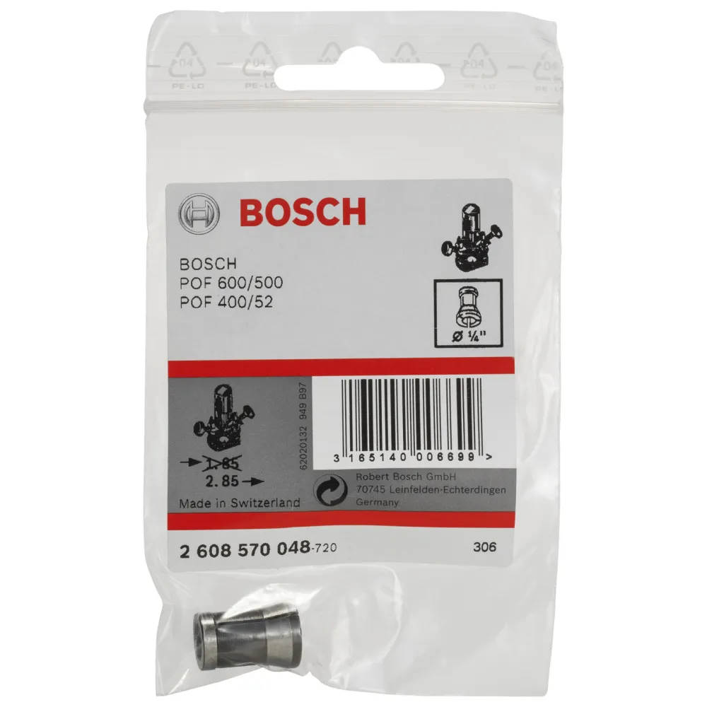 Bosch Spannzange ohne Spannmutter, 1/4, für Bosch-Oberfräse - 2608570048