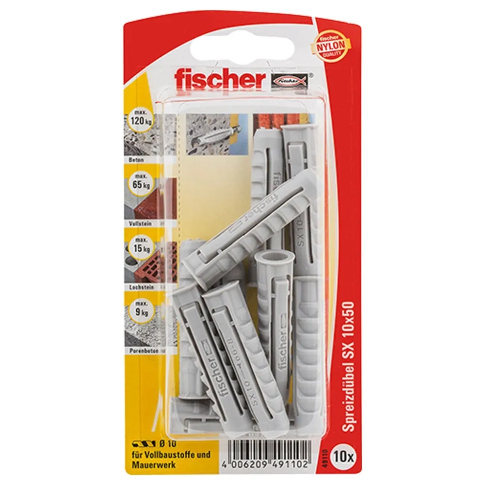 Fischer 10x Dübel SX 10x50 - 49110 Auslauf