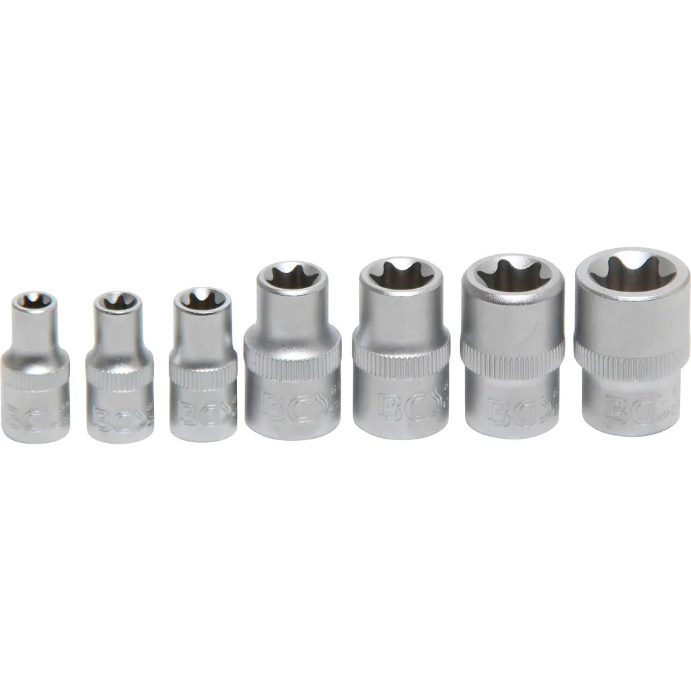 BGS Steckschlüssel-Einsatz-Satz E-Profil Antrieb Innenvierkant 6,3 mm (1/4") / 10 mm (3/8") SW E6 - E16 7 tlg. - 2027