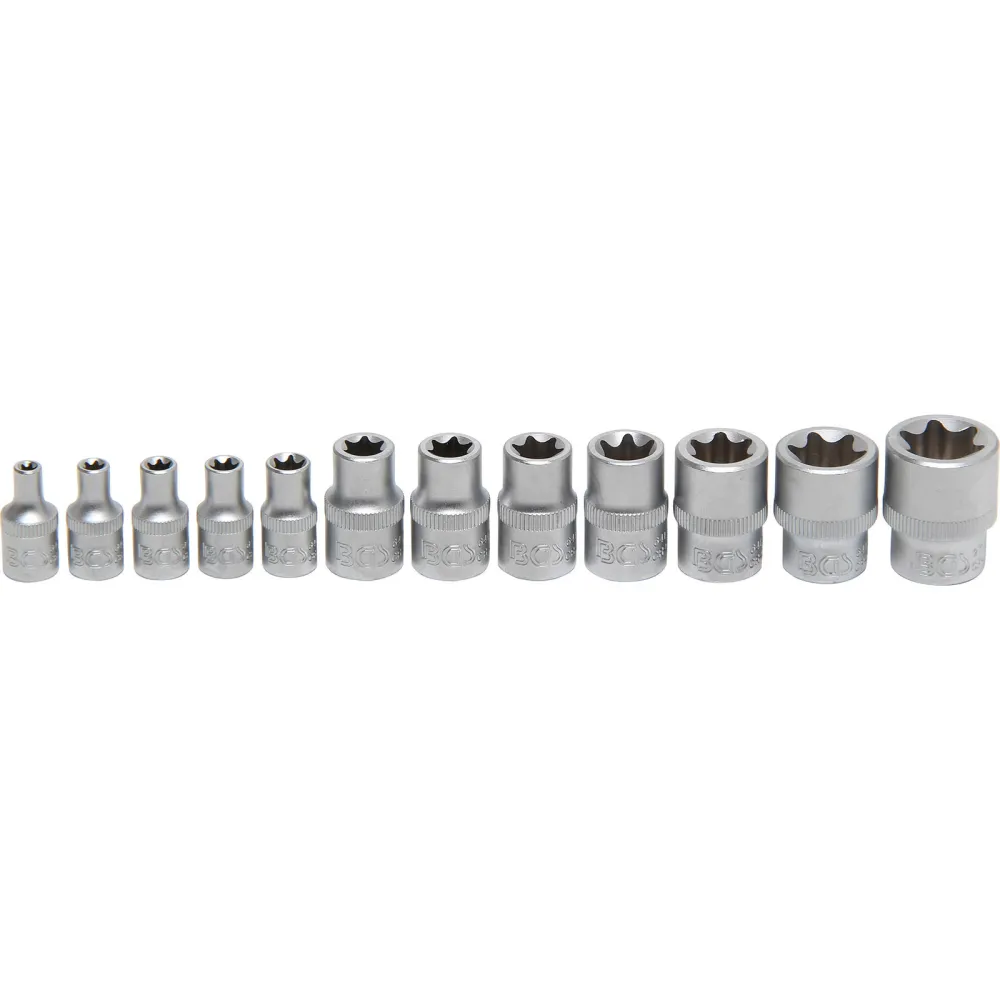 BGS Steckschlüssel-Einsatz-Satz E-Profil Antrieb Innenvierkant 6,3 mm (1/4") / 10 mm (3/8") SW E4 - E20 12tlg. - 2038