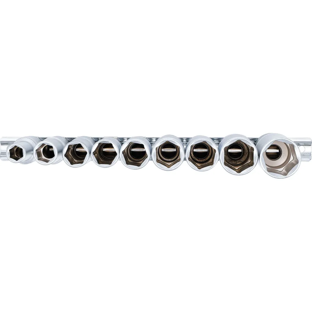 BGS Steckschlüssel-Einsatz-Satz Sechskant tief Antrieb Innenvierkant 12,5 mm (1/2") SW 10 - 24 mm 9tlg. - 2223