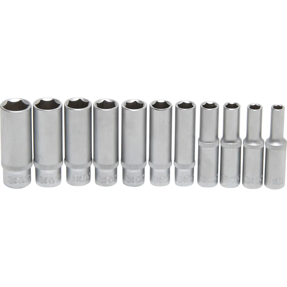BGS Steckschlüssel-Einsatz-Satz Sechskant tief Antrieb Innenvierkant 6,3 mm (1/4") Zollgrößen 11tlg. - 2429