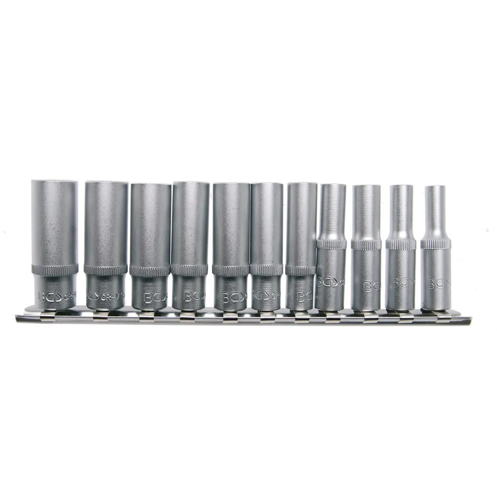 BGS Steckschlüssel-Einsatz-Satz Sechskant tief Antrieb Innenvierkant 6,3 mm (1/4") Zollgrößen 11tlg. - 2429