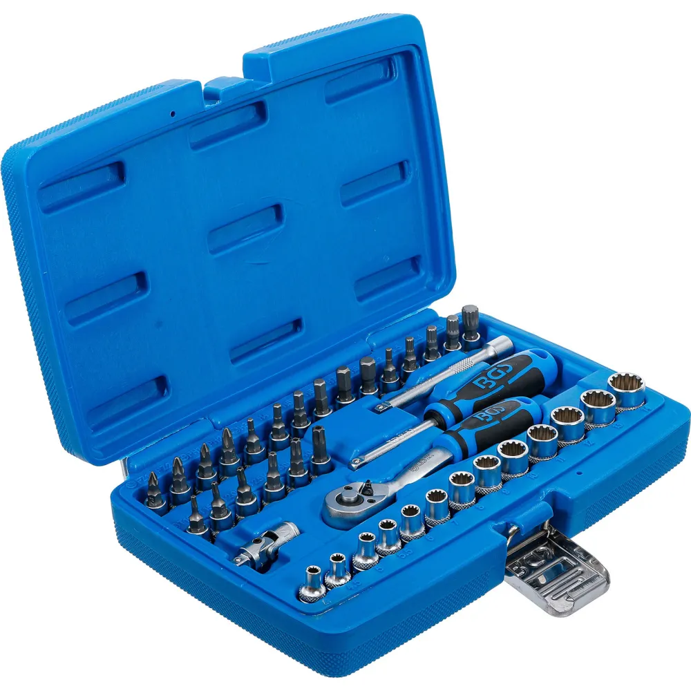 BGS Steckschlüssel-Satz Gear Lock Antrieb 6,3 mm (1/4") 39tlg. - 2151