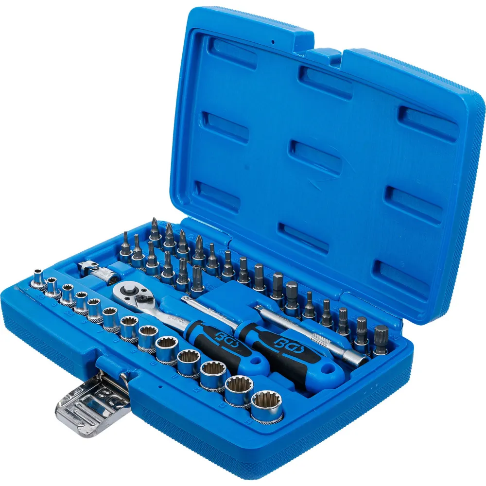 BGS Steckschlüssel-Satz Gear Lock Antrieb 6,3 mm (1/4") 39tlg. - 2151