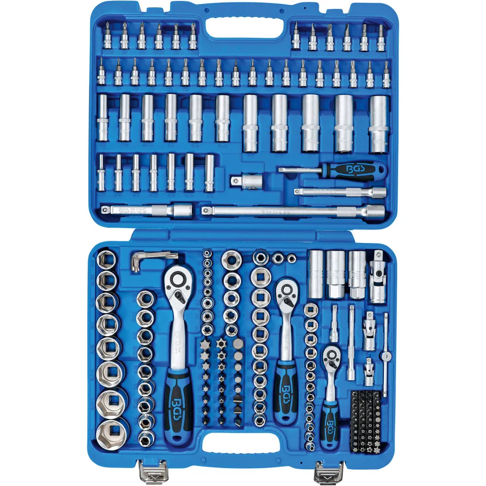 BGS Steckschlüssel-Satz Sechskant Antrieb 6,3 mm (1/4") / 10 mm (3/8") / 12,5 mm (1/2") Zollgrößen 192tlg. - 2245