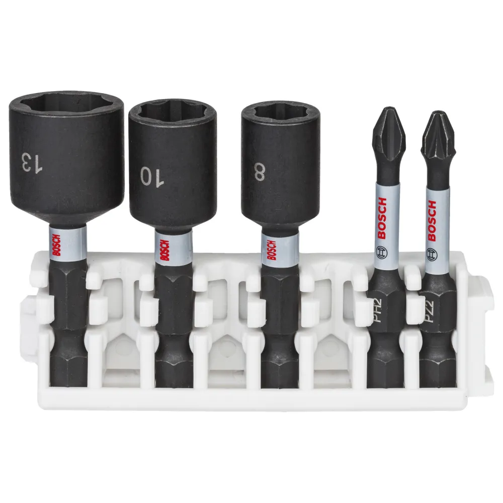 Bosch PRO Impact Set mit Steckschlüsseln und Pick and Click-Einsätzen PH2; PZ2; NS8 mm; NS10 mm; NS13 mm 55 mm 5-tlg. - 26...