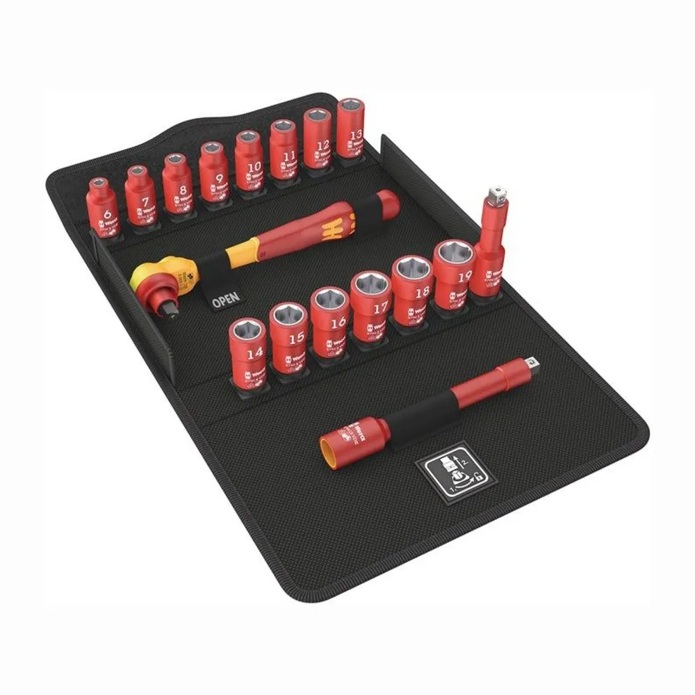 Wera Steckschlüsselsatz 8100 SB VDE 1 Zyklop 17tlg. 3/8″ SW 6-19 mm Anzahl Zähne 80 6-kant - 5004970001
