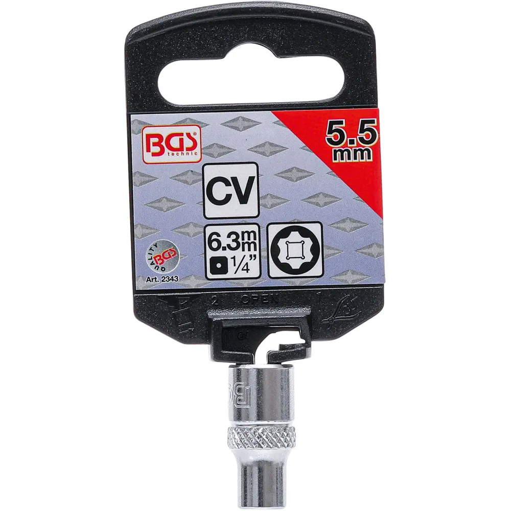 BGS Steckschlüssel-Einsatz Super Lock Antrieb Innenvierkant 6,3 mm (1/4") SW 5,5 mm - 2343