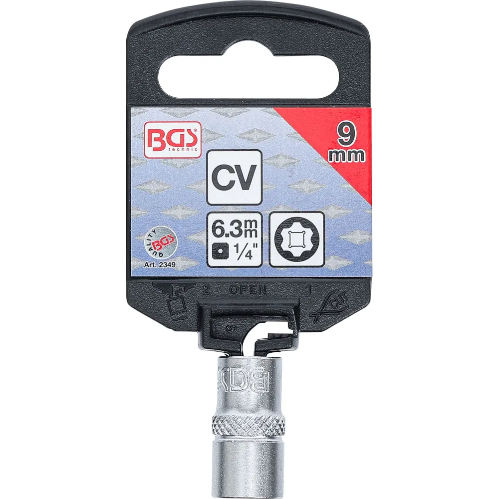 BGS Steckschlüssel-Einsatz Super Lock Antrieb Innenvierkant 6,3 mm (1/4") SW 9 mm - 2349