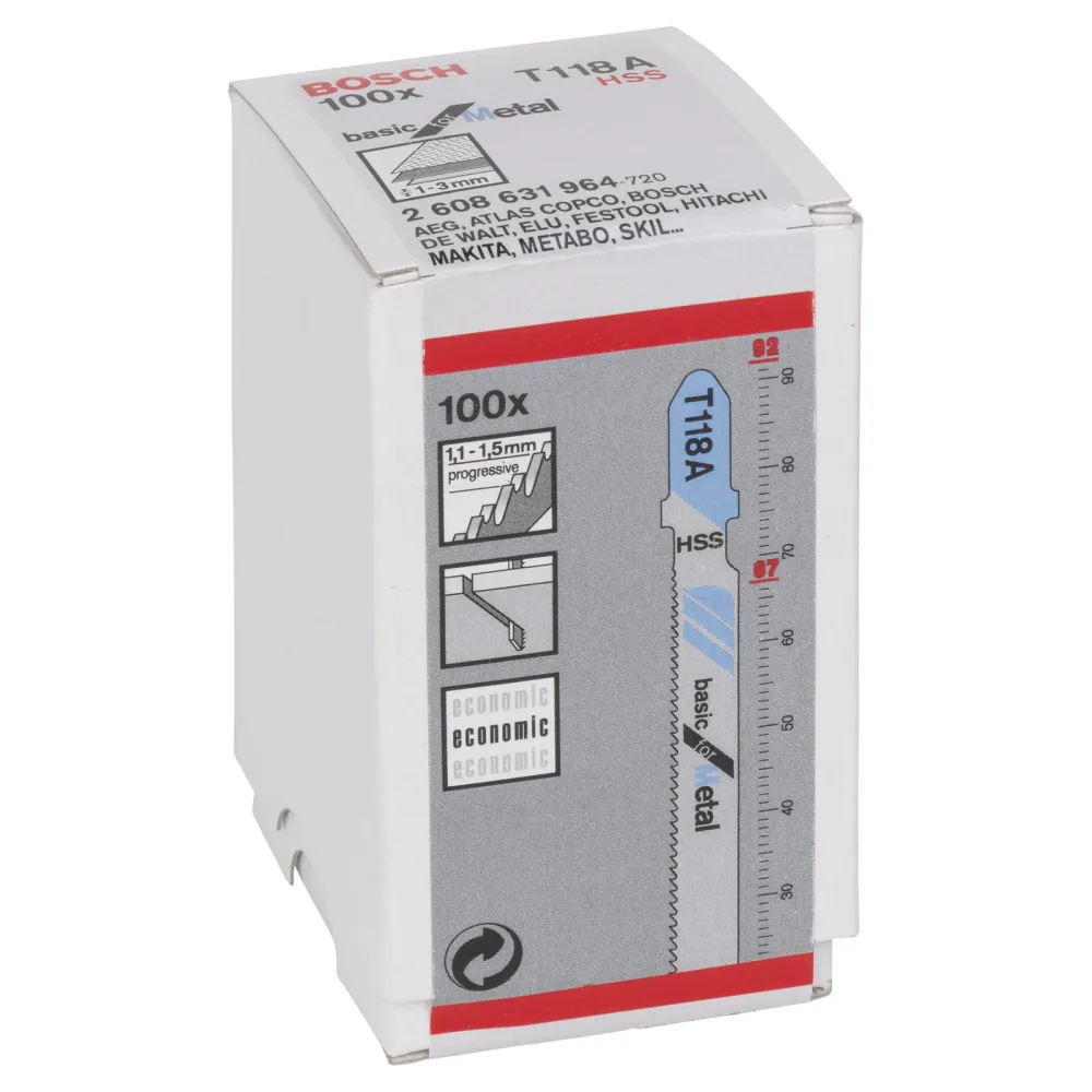 Bosch 100x Stichsägeblatt T 118 Basic Metal - 2608631964