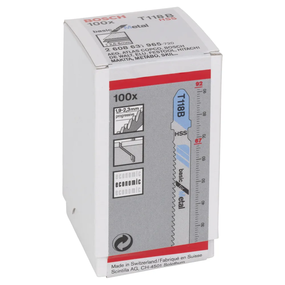 Bosch 100x Stichsägeblatt T 118 B Basic Metal - 2608631965