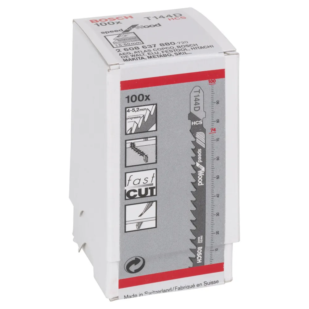 Bosch 100x Stichsägeblatt T 144 D Speed Wood - 2608637880