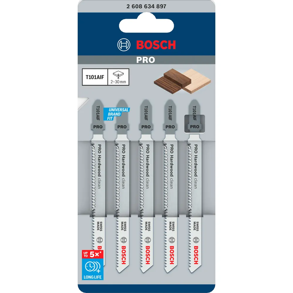 Bosch PRO Hardwood clean T101AIF Stichsägeblatt 100 mm 5-tlg. - 2608634897