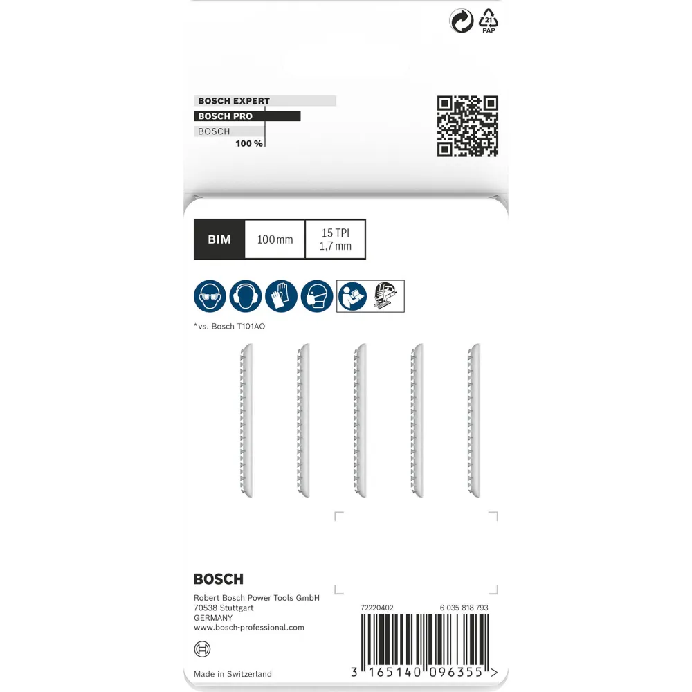 Bosch PRO Hardwood clean T101AIF Stichsägeblatt 100 mm 5-tlg. - 2608634897