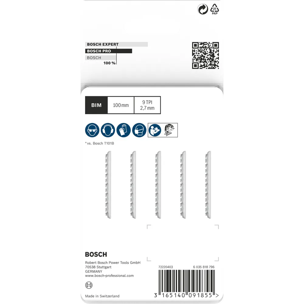 Bosch PRO Hardwood clean T101BF Stichsägeblatt 100 mm 5-tlg. - 2608634234
