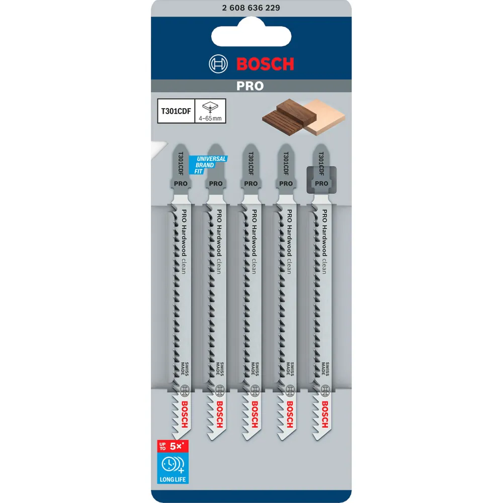 Bosch PRO Hardwood clean T301CDF Stichsägeblatt 117 mm 5-tlg. - 2608636229