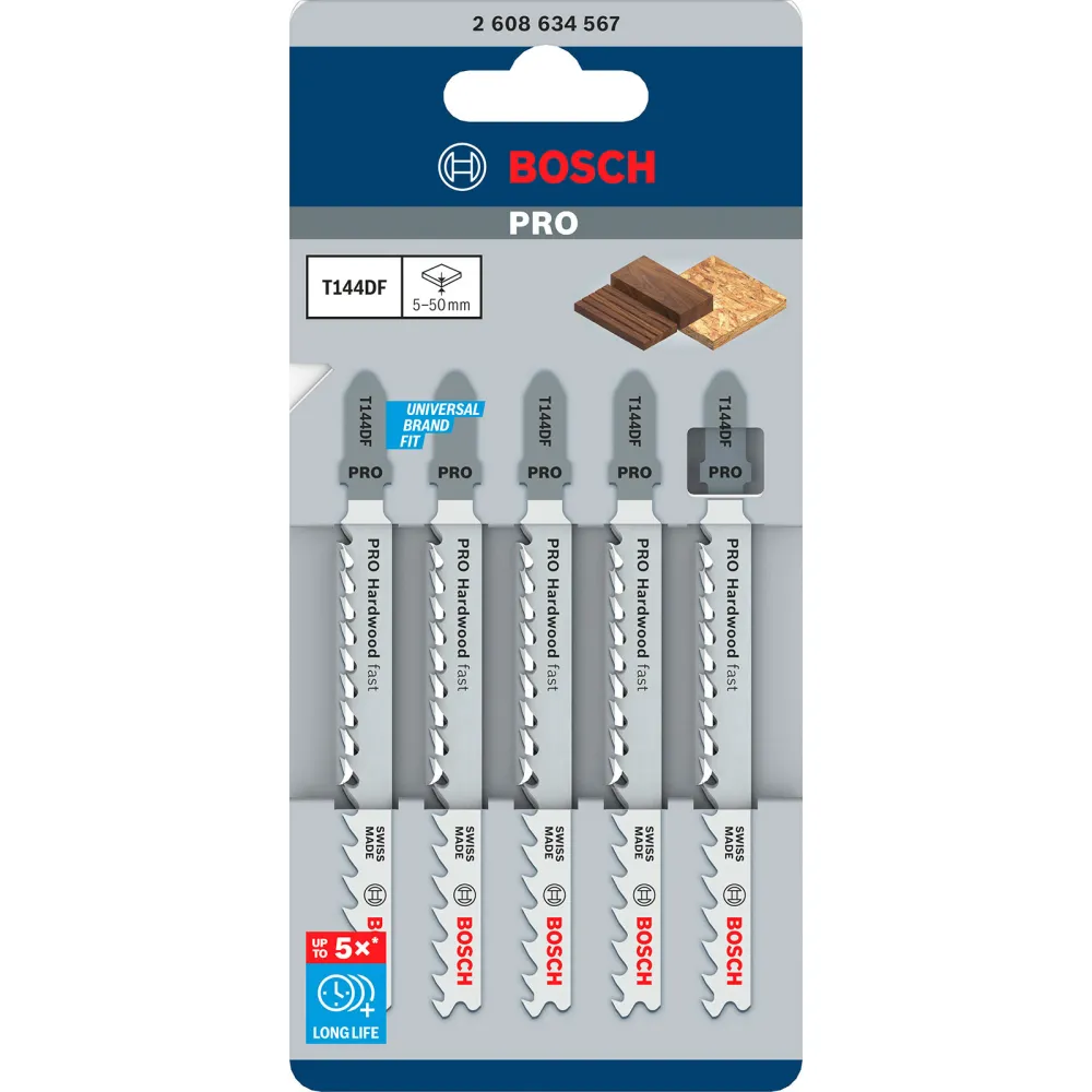 Bosch PRO Hardwood fast T144DF Stichsägeblatt 100 mm 5-tlg. - 2608634567